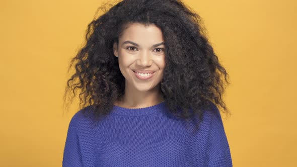 Close up Portrait of Happy and Smiling Afro American Woman