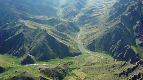 Aerial View of Mountains Landscape in Mongolia alt