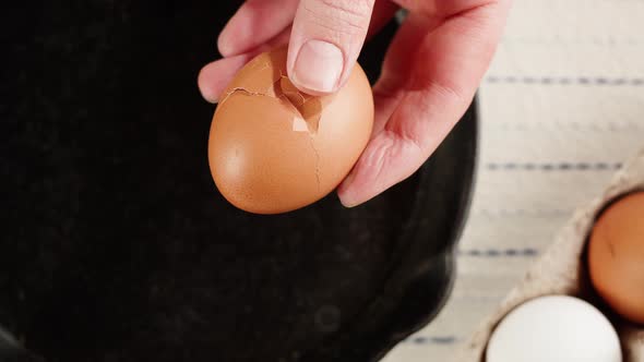 Cooking Chicken Eggs in Pan Closeup alt