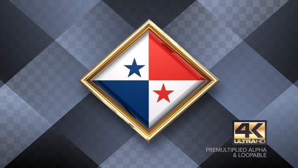 Panama Flag Rotating Badge 4K Looping with Transparent Background
