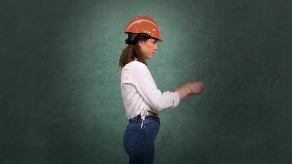 Engineer Woman Wearing Hard Hat