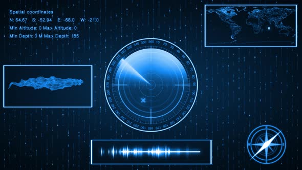 Submarine Sonar With Target On Map