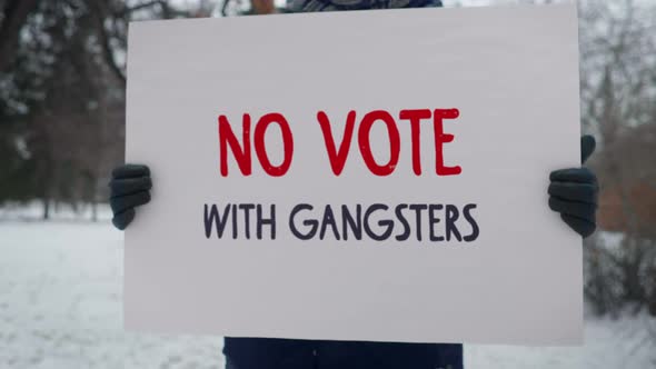 No Vote With Gangsters Slogan On Banner For Demonstration Against Elections alt
