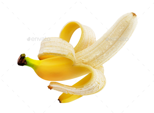 Peeled Banana Isolated On White Background With Clipping Path Stock ...