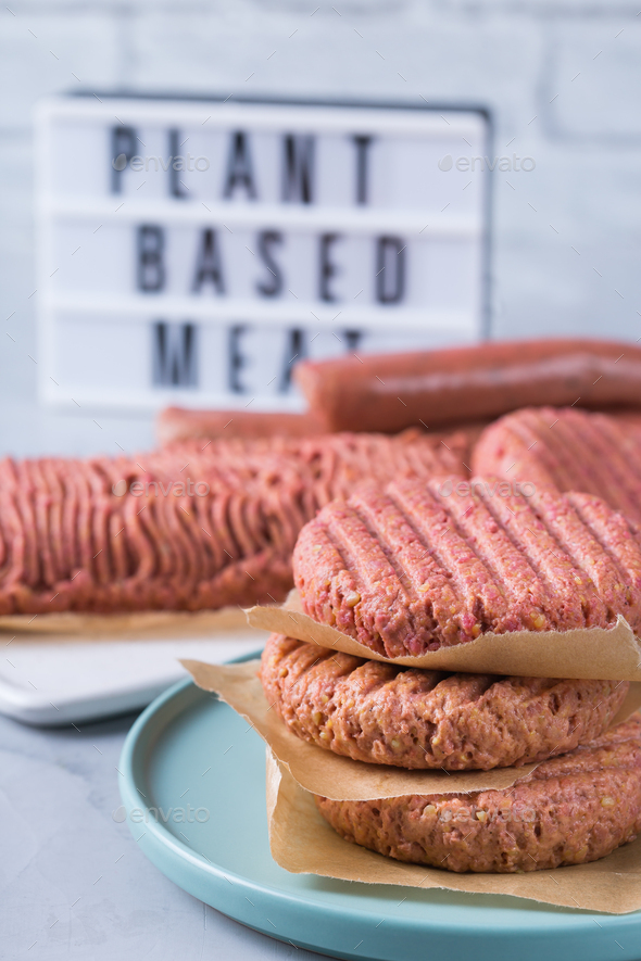 Variety of plant based meat, food to reduce carbon footprint