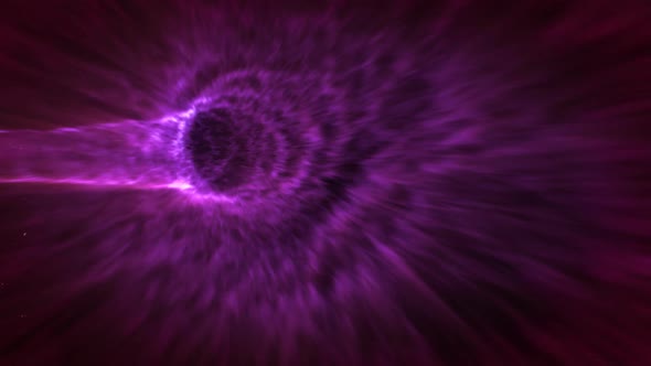 Animation of a warp tunnel in outer space travelling at the speed of light. alt