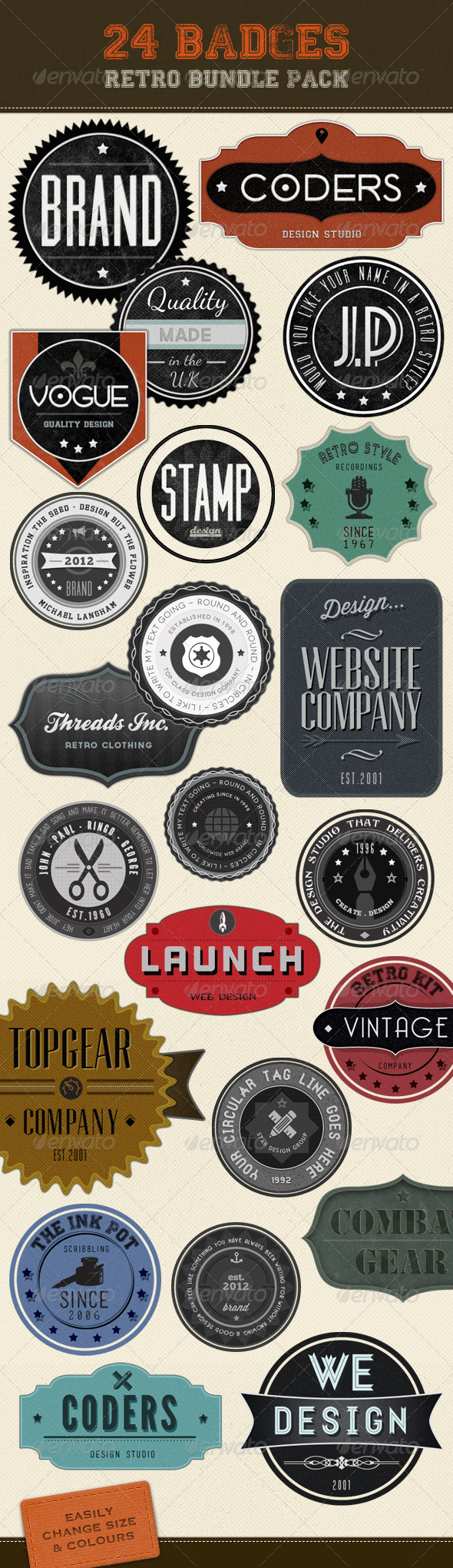 Retro Badges - Vintage Labels Bundle - Badges & Stickers Web Elements