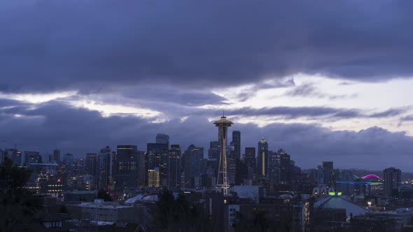 Seattle Skyline on Cloudy Evening alt