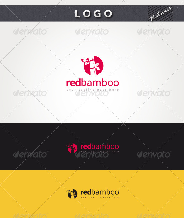 Red Bamboo Logo - Nature Logo Templates