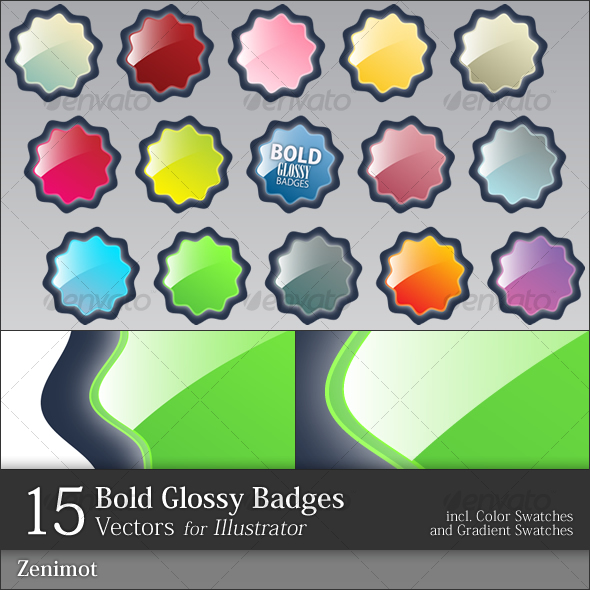Bold Glossy Badges - Decorative Symbols Decorative