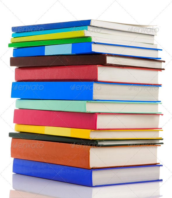 pile of new books isolated on white - Stock Photo - Images