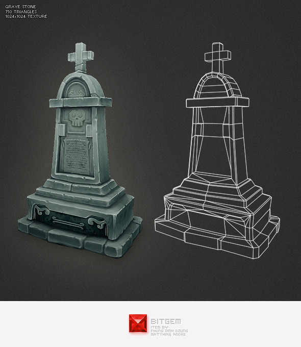 Low Poly Grave Stone 04 - 3DOcean Item for Sale