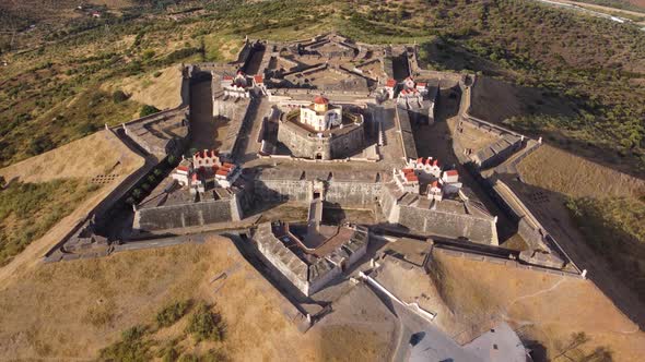 Aerial drone view of the Fort of Graça, Garrison Border Town of Elvas and its Fortifications.