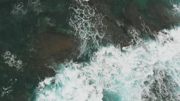 Aerial View of the Coast of the Atlantic Ocean with Turquoise Water, the Camera Moves To the Shore