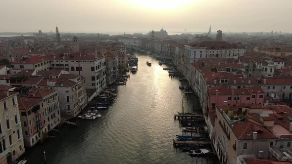 Aerial view of the Grand Canal (Canal Grande) in Venice, Italy, Europe alt