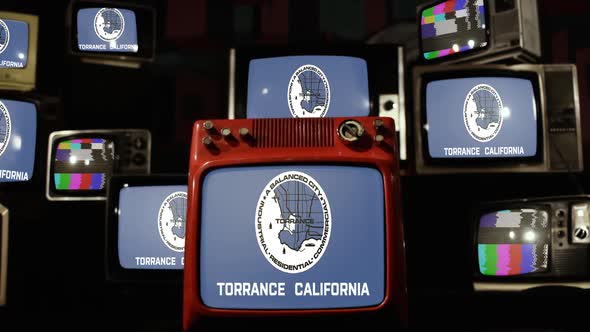 Flag of Torrance, California, on Retro TVs.