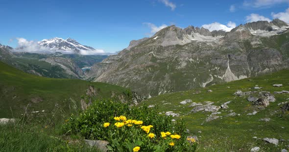Climbing to the Iseran Pass, Savoie department, France, In the backgroung is the mount Pourri. alt