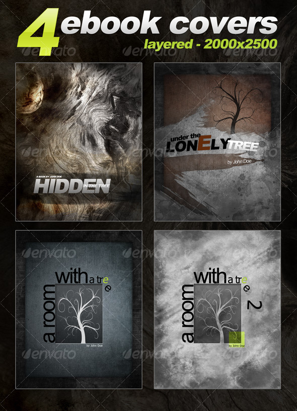 4 eBook Templates - vertical - 2000x2500 - layered