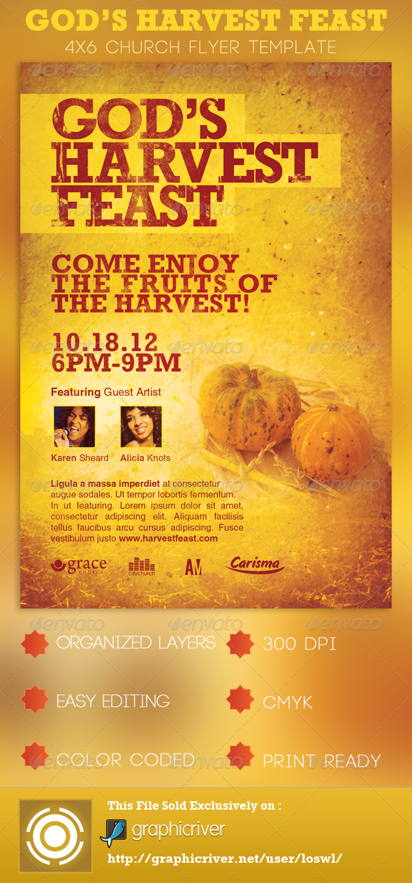 God S Harvest Feast Church Flyer Template By Loswl Graphicriver Harvest Festival Flyer Free Template