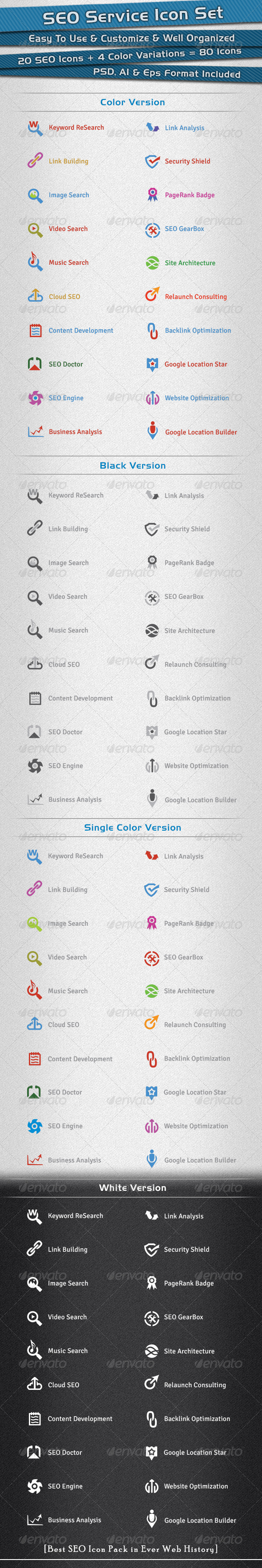 SEO Service Icon Set - Business Icons