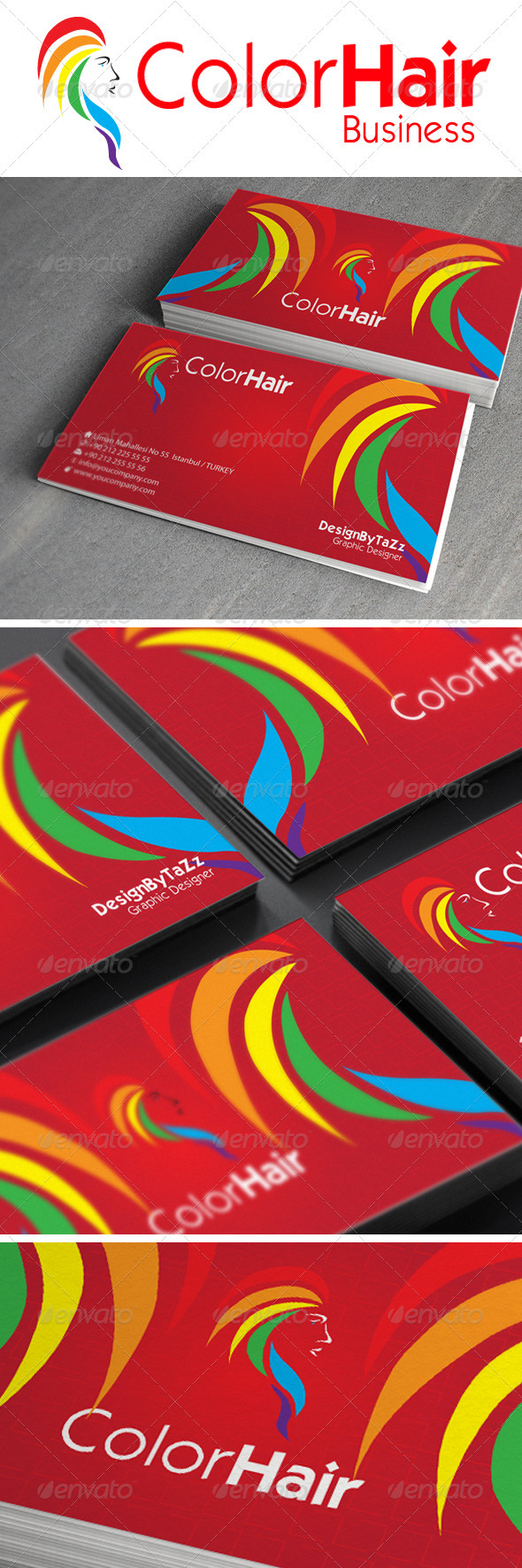 Color Hair Business Card - Creative Business Cards