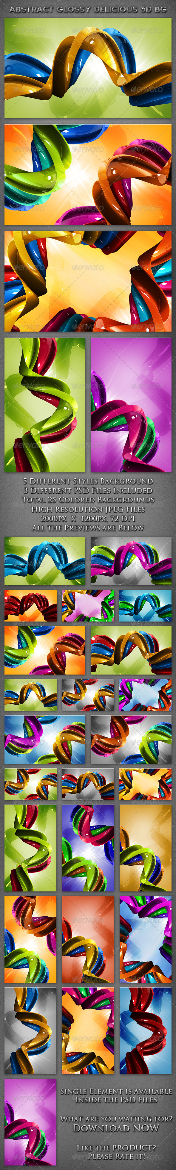 Abstract Glossy 3D Colorful Backgrounds - Abstract Backgrounds