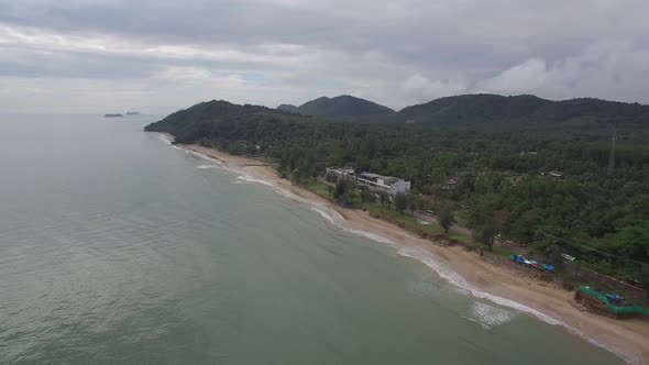 Sea and Mountain AerialSea of South of ThailandChumporn Province, Thailand alt