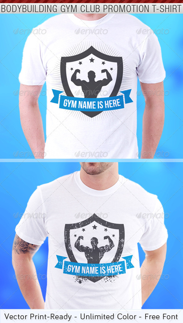 Download Bodybuilding Gym Club Promotion T-Shirt Template by gbs | GraphicRiver