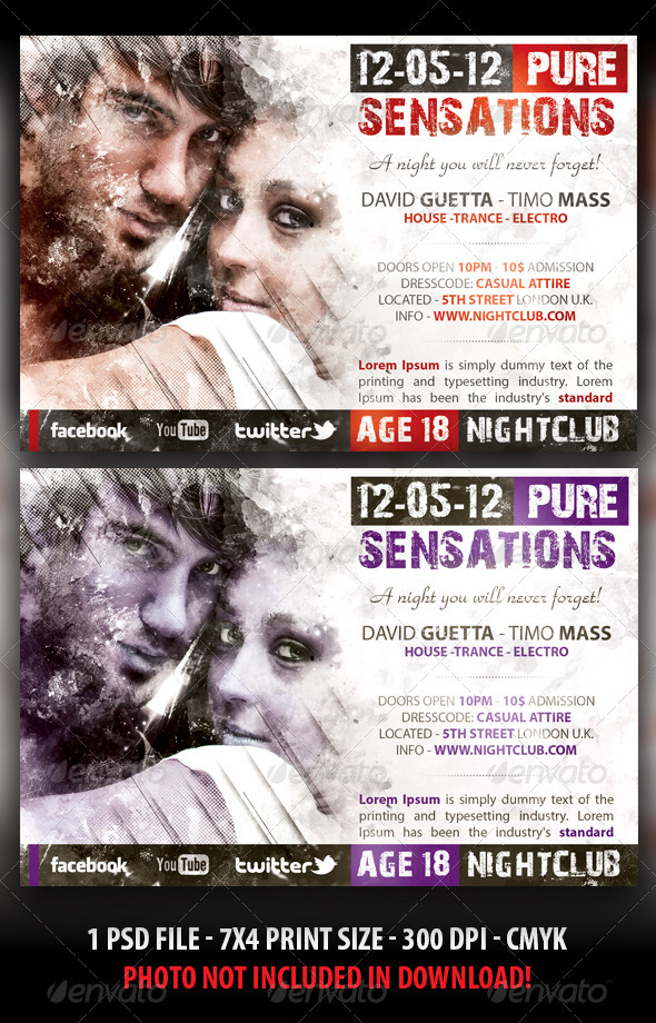 Pure Sensations Party Flyer - Flyers Print Templates