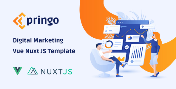 Great VueJS digital marketing template using Nuxt JS - Pringo