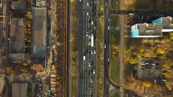 Traffic of Road in Autumn City