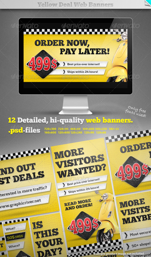 Yellow Deal Web Banners - Banners & Ads Web Elements