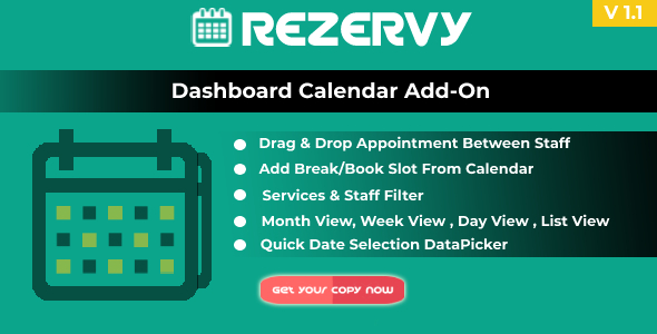 Rezervy – Drag & Drop, Month, Week, Day , List View & Filters Appointments Calendar (Add-On)