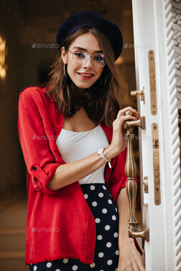 Pretty Young Girl Wearing Red Tunic Stock Photo, Picture and