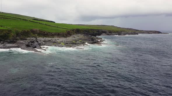 Beautiful Aerial View of Valentia Island. Scenic Irish Countyside on a Dull Spring Day, County Kerry