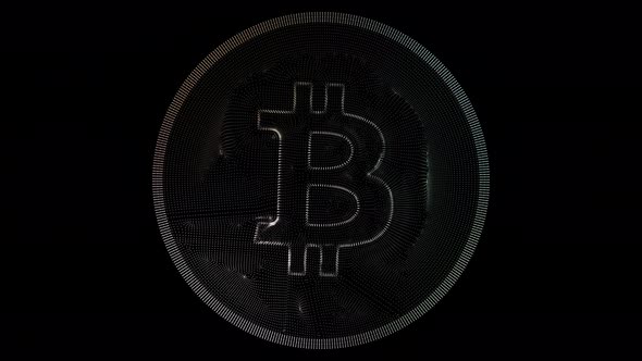 Bitcoin mesh on a black background. Zoom out.