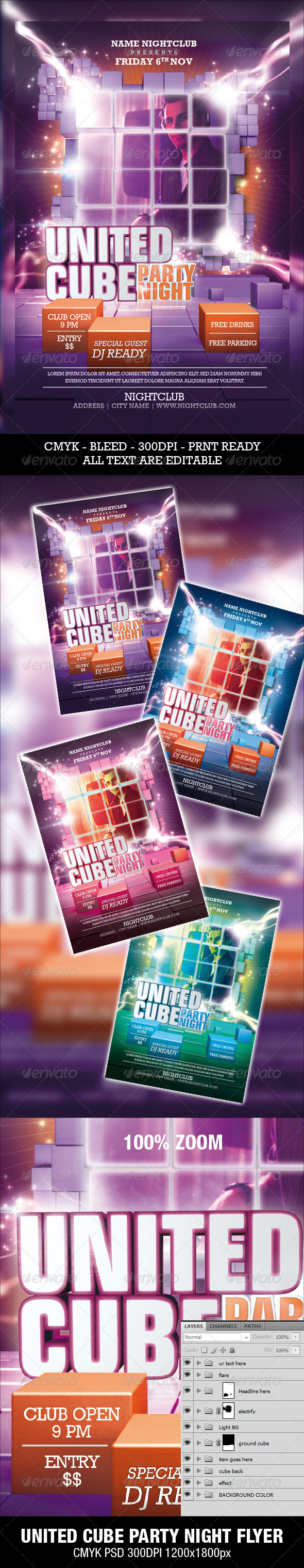 United Cube Party Night Flyer - Clubs & Parties Events
