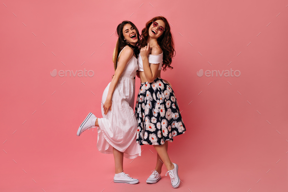 Young Beautiful Brunette Girl in Waving Dark Box Pleated Midi Skirt Posing  in Studio. Woman Dancing or Making a Step. Stock Image - Image of  beautiful, creative: 195421117