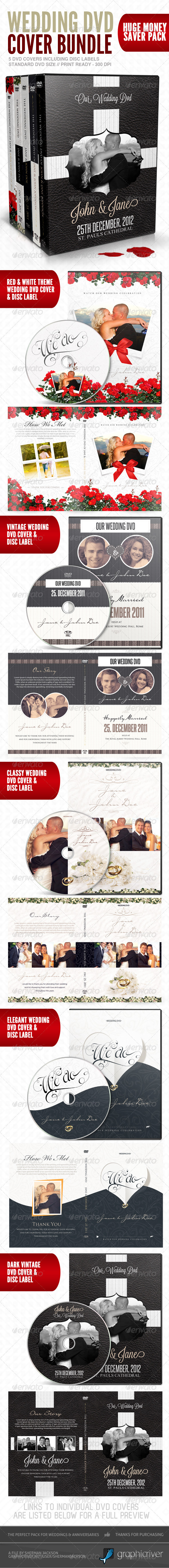 Wedding DVD Cover & Disc Label Premium Bundle - CD & DVD Artwork Print Templates