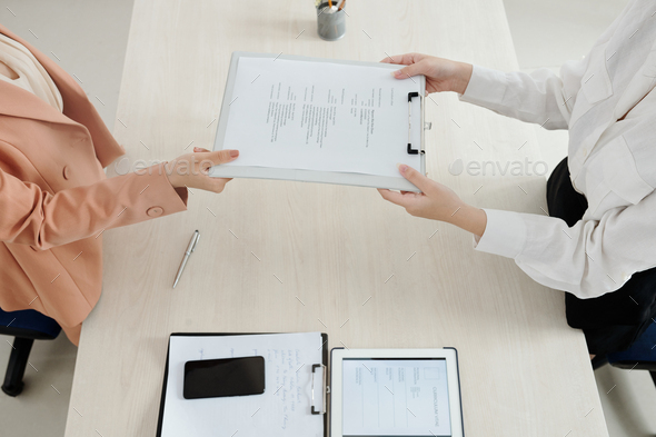 Applicant to giving curriculum vitae - Stock Photo - Images