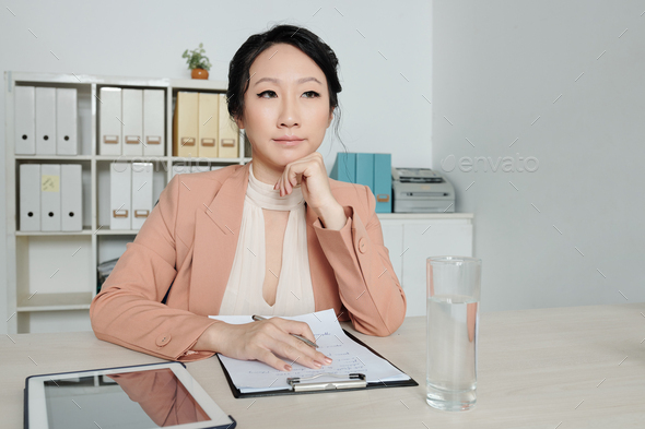 Human resource manager writing - Stock Photo - Images