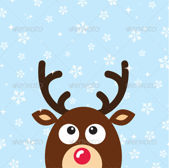 vector reindeer christmas card snow background by redkoala