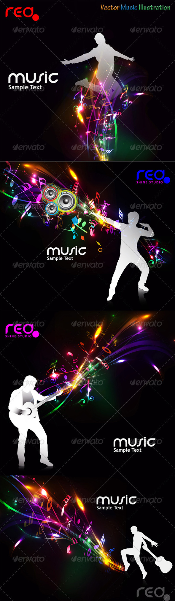 Set Of Beautiful Music Background - Backgrounds Decorative