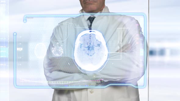 Doctor Examining Hi-Tech Brain MRI Scan