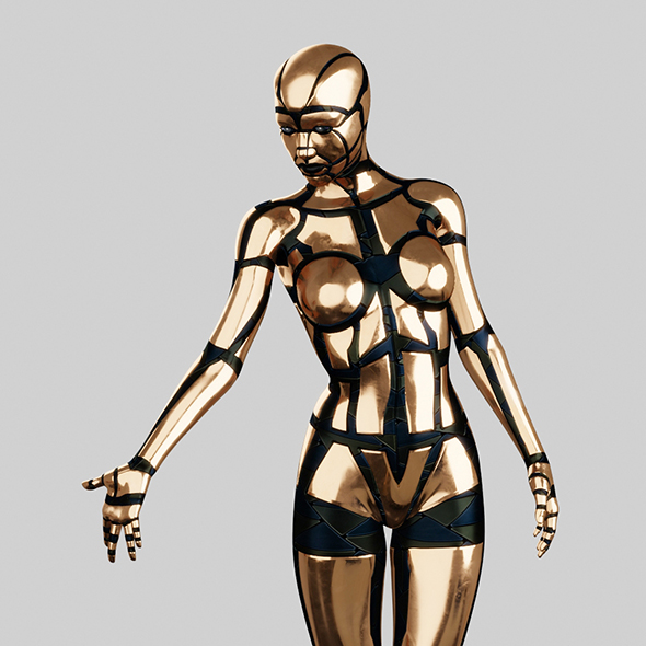 Golden Female Robot - 3Docean 32418214