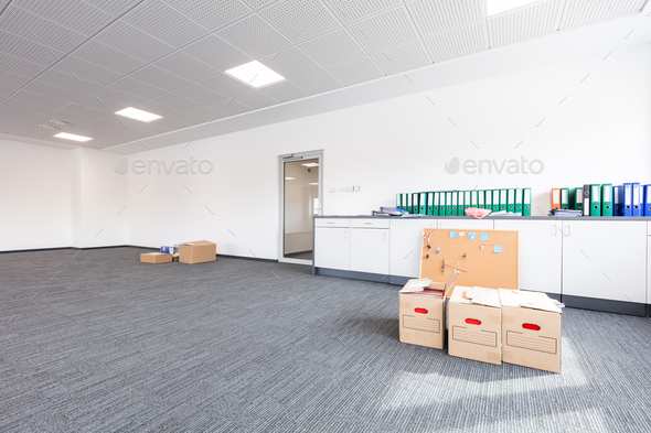 Office move, cardboards for moving - Stock Photo - Images