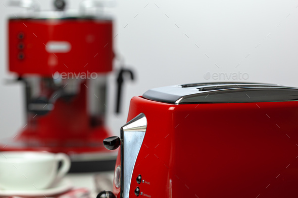 red kitchen appliances