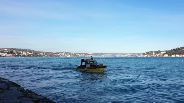 Istanbul Bosphorus Sea Boat Passing Aerial View alt