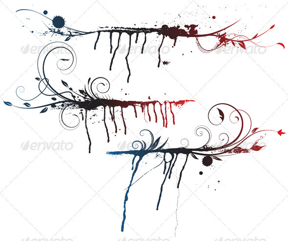Grunge floral elements - Decorative Symbols Decorative