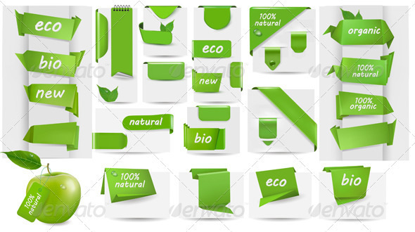 Collection with Eco tags and labels and stickers - Decorative Symbols Decorative